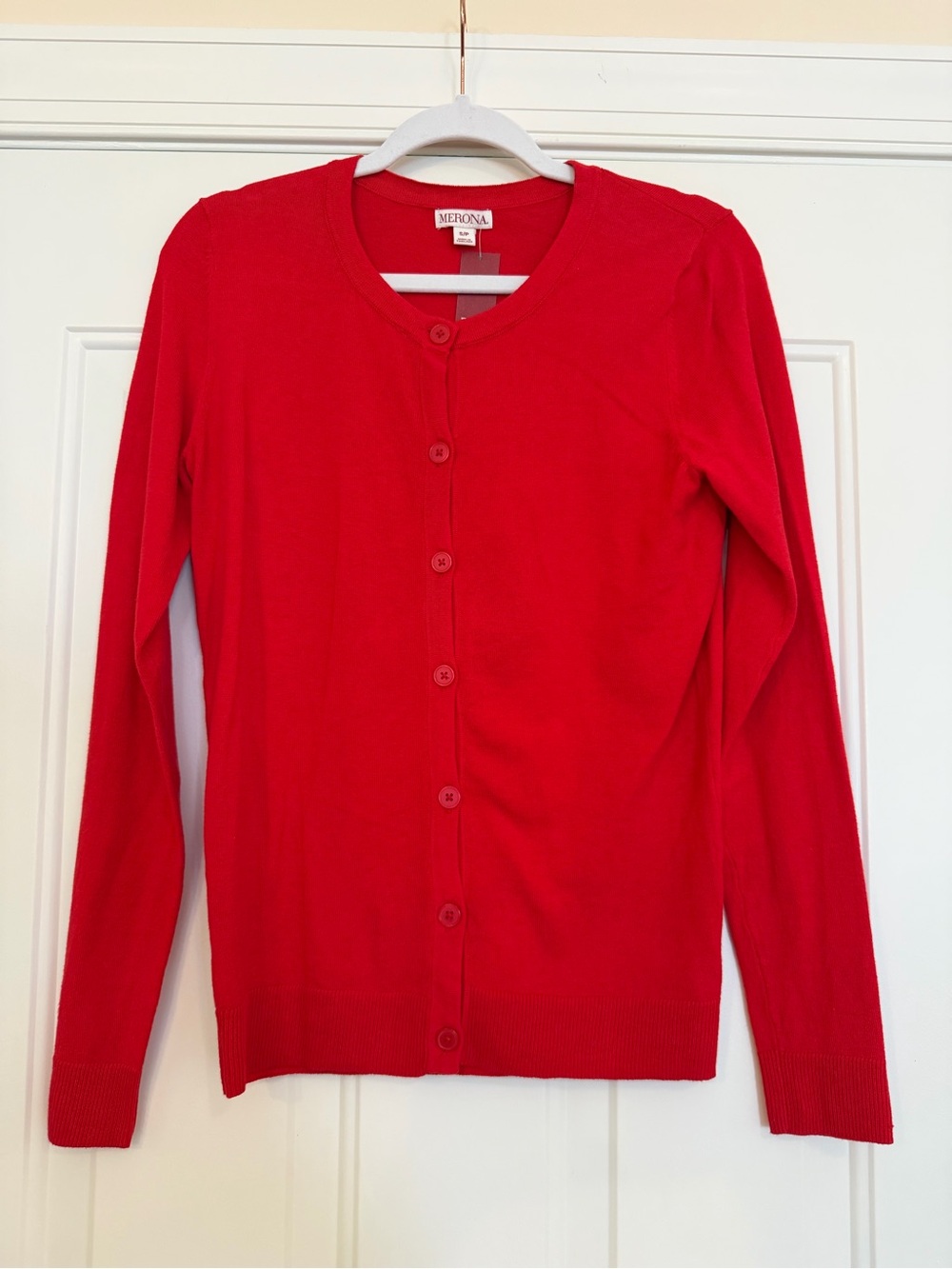 Merona Bright Red Classic Button-Up Cardigan - Picture 1 of 5